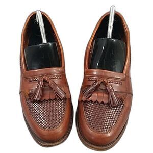 Allen Edmonds Cody Brown leather loafers Men's 9C Tassel Kiltie Woven Dress Shoe